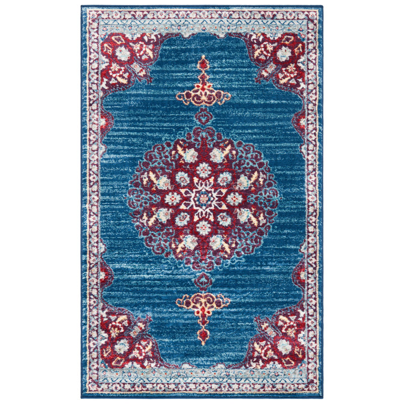 Barcus Oriental Burgundy/Ivory Area Rug, Rectangle 3' x 5'