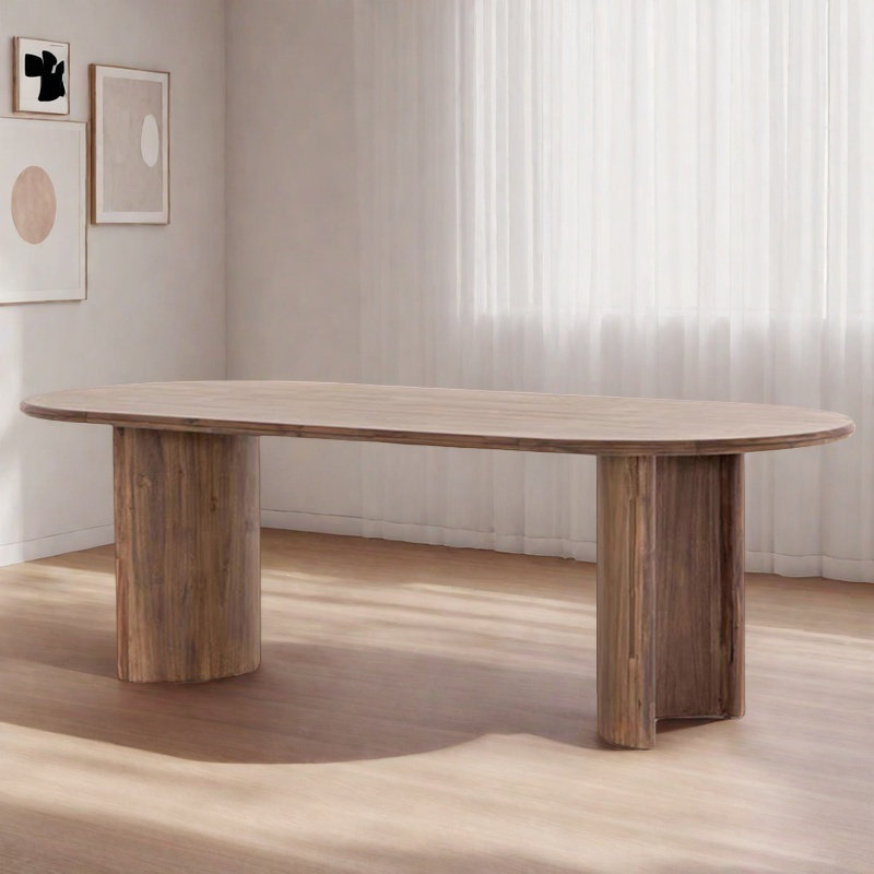 Table de salle à manger en bois massif de style ancien, H 29,5 po x L 70,8 po x l 31,4 po