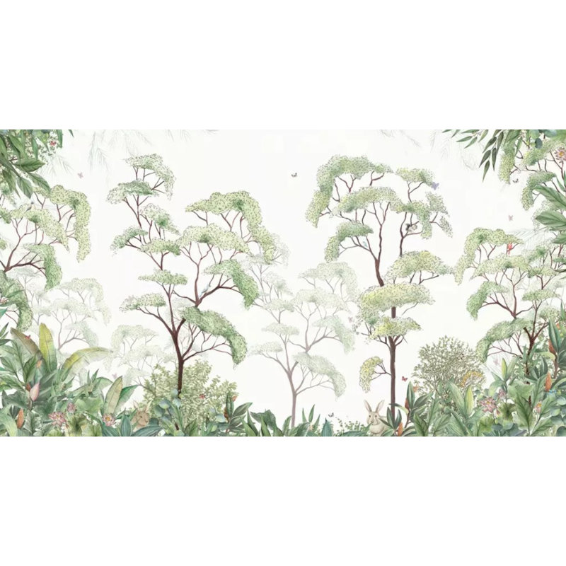 Papier peint amovible arbre vert forêt, L 35,04 po x l 55 po