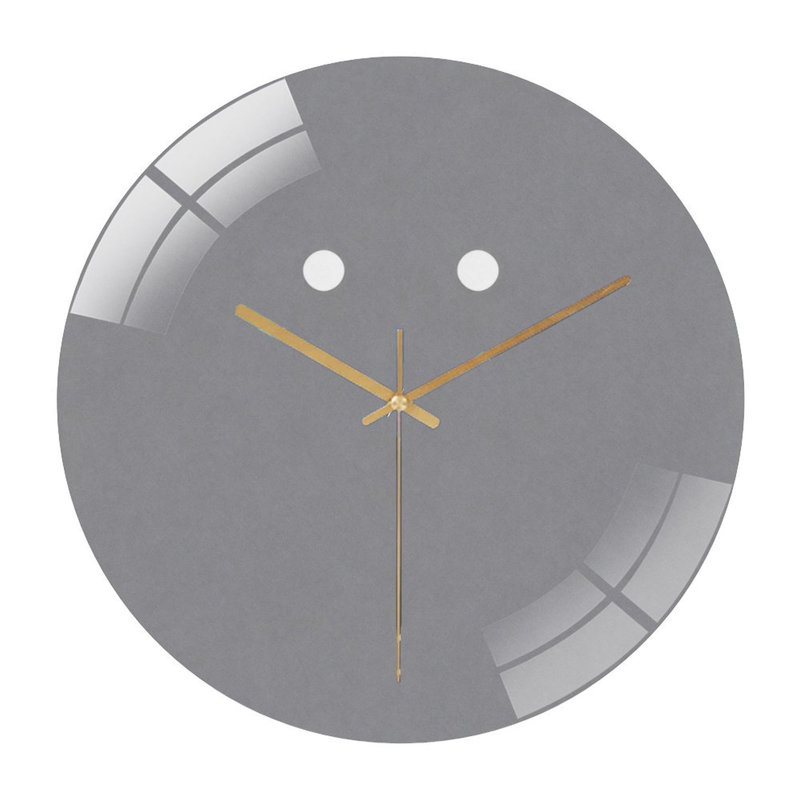 Horloge murale 12 po ronde en verre trempé avec mouvement à quartz silencieux, Gris