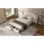 Upholstered Bed With Two Drawers Velvet Beige