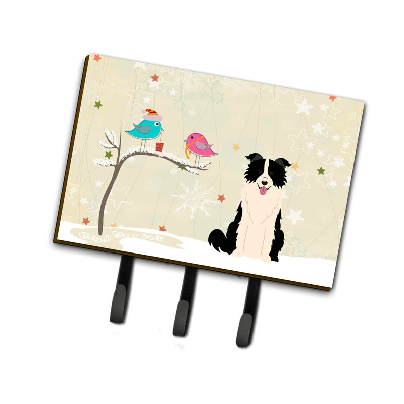 Porte-clés ou laisse de noël collie, Noir / Blanc