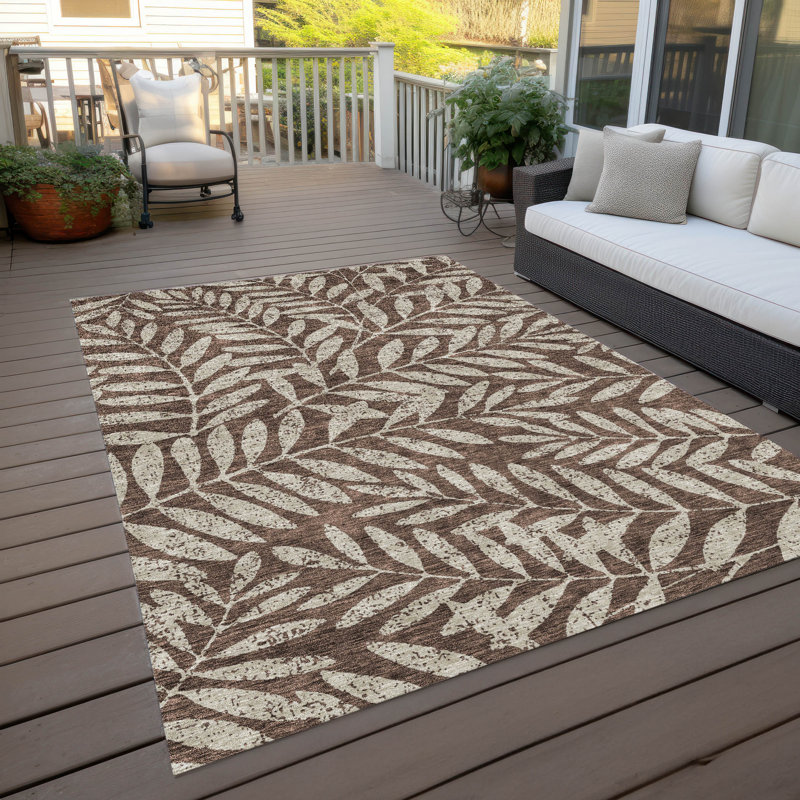 Maliana Washable Floral Indoor / Outdoor Rug, Rectangle 8' x 10'