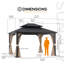 Gazebo Sunjoy 4 x 4,5 m (13 x 15 pi) à toit rigide, structure en acier, toit métallique à deux niveaux et moustiquaire, noir
