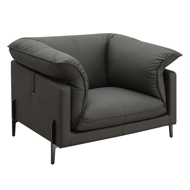 Chaise Tadi, cuir fleur noir