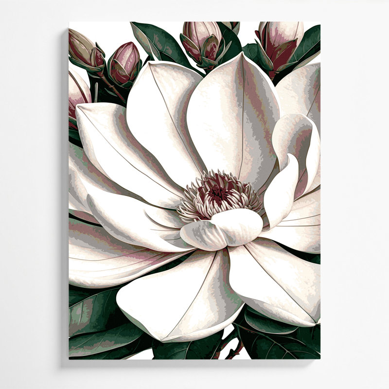 "Watercolor Botanical 9", art mural sur toile grise, H 24 po x l 20 po