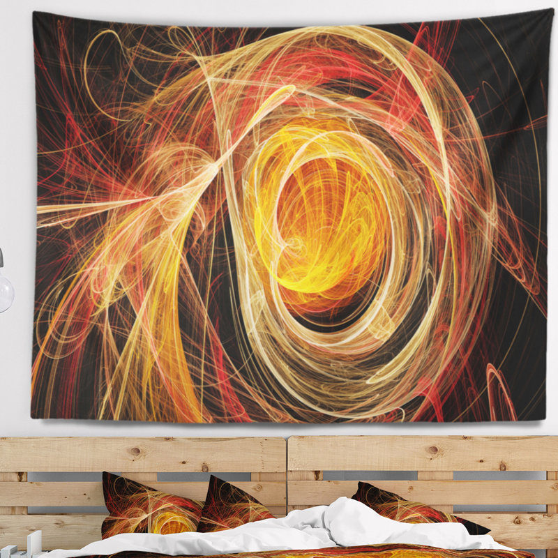 Tapisserie peluche orange Abstract, H 50 po x l 60 po