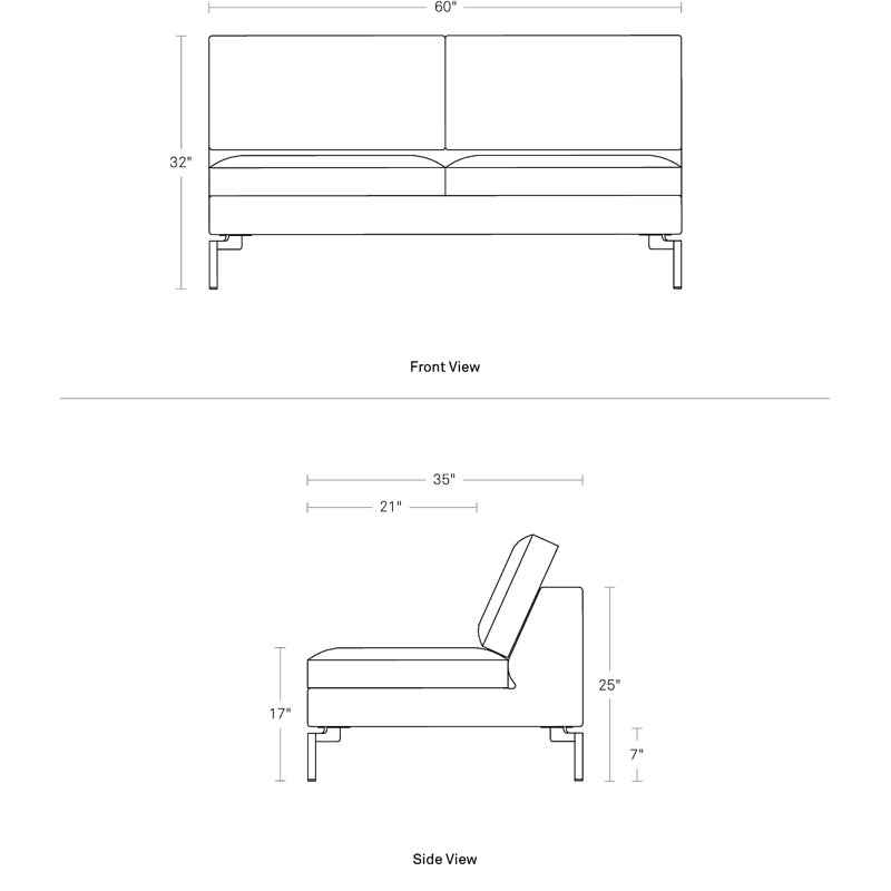 New Standard Loveseat, Maharam Meld in Panda Polyester Blend, Black
