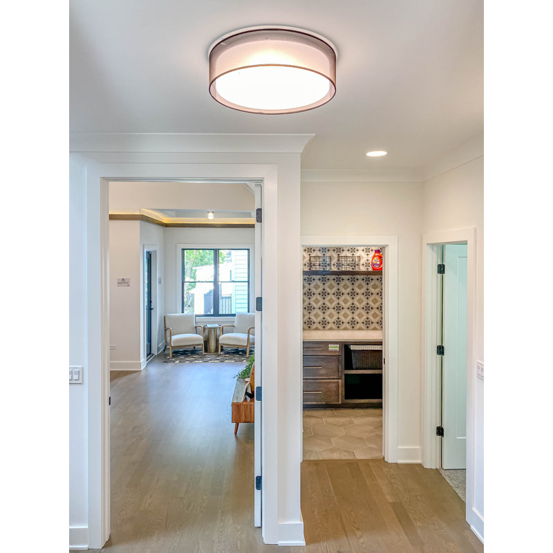 Jessalyn LED Flush Mount, 5.5" H x 16" W x 16" D, Oatmeal Linen