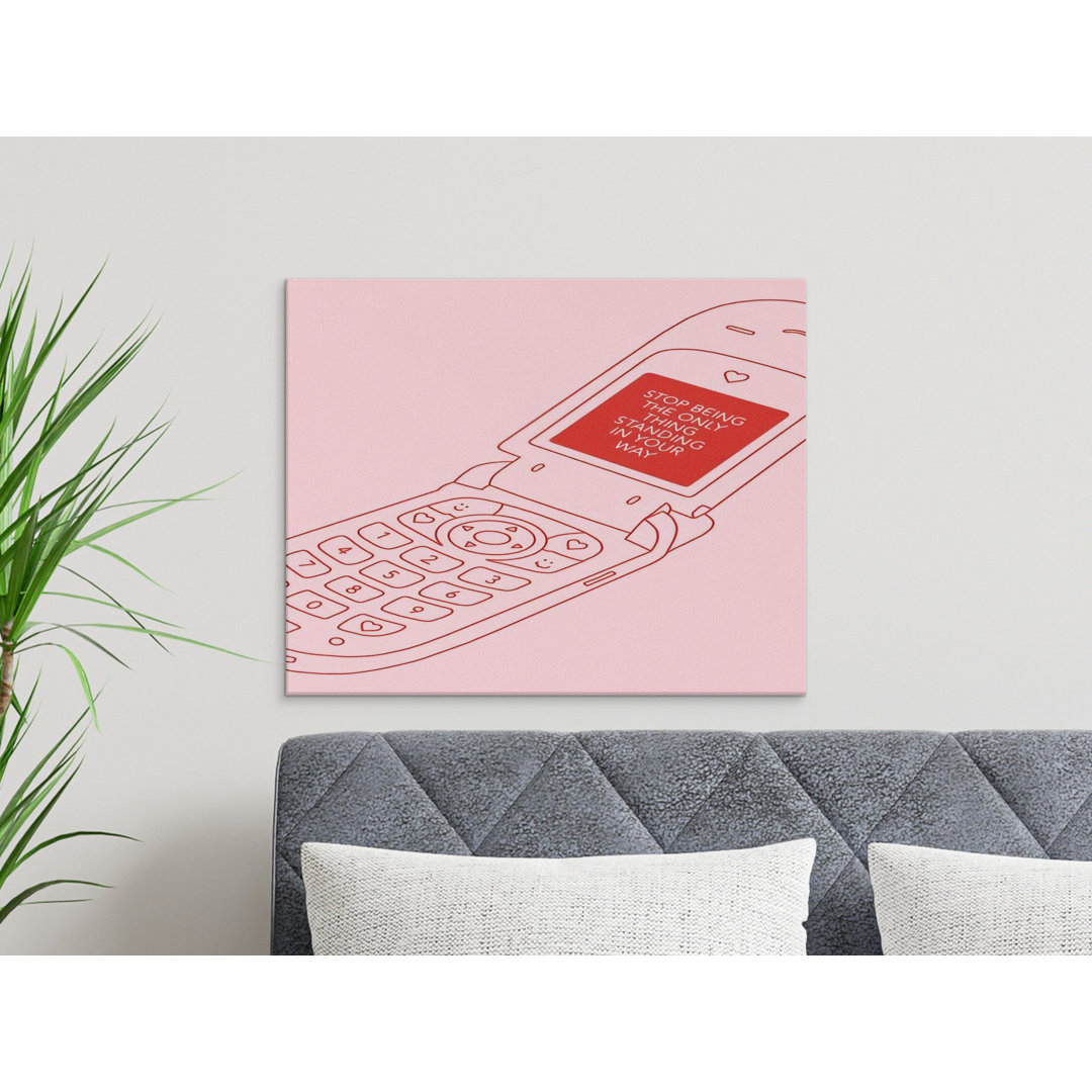 Retro Flip Phone Canvas Wall Art, Inspirational Quote Print, Gallery Wrapped, Ready to Hang, Modern Home Decor, Archival Quality Canvas