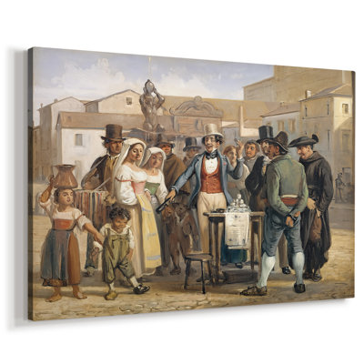 Scène de la vie dans une rue romaine (un banc de Mountebank vendant ses articles) -Wilhelm Marstrand-Toile tendue avec châssis-1839