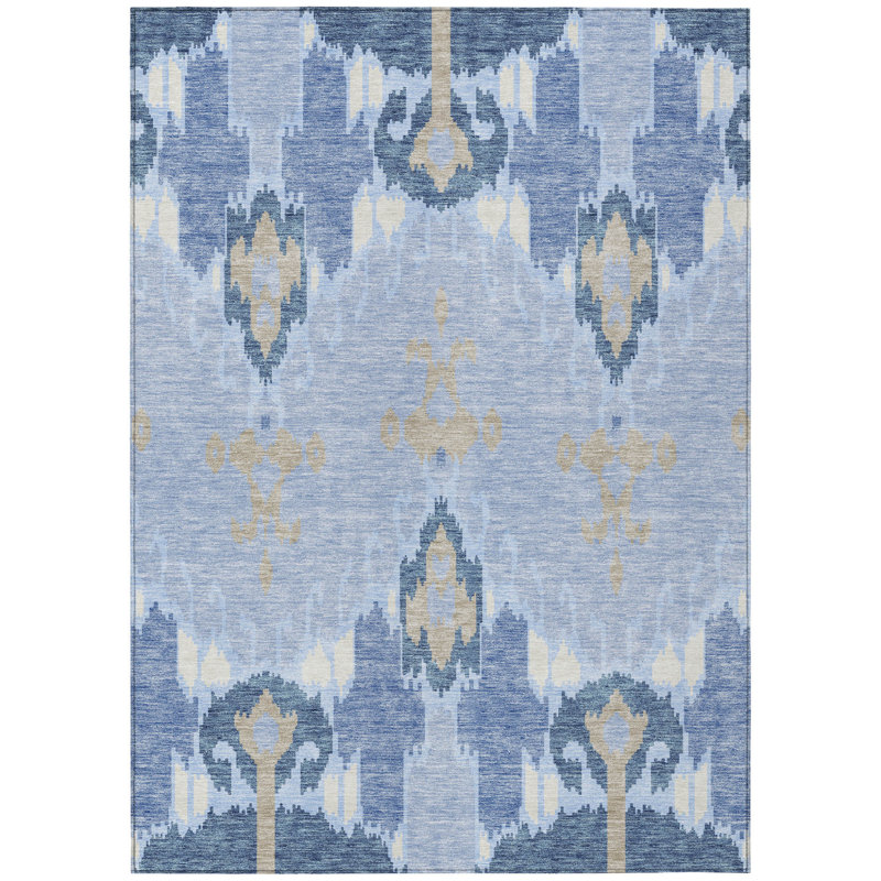 Tapis ivoire lavable intérieur / extérieur 10 pi x 14 pi Ikat