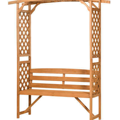 Outdoor Brown 3 - Seat Bench With Arch, Pergola And 2 Trellises For Garden Decor Climbing Plants, Supports 528 Lbs, 63" W X 19.75" D 78" H Growing Pla by Harriet Bee