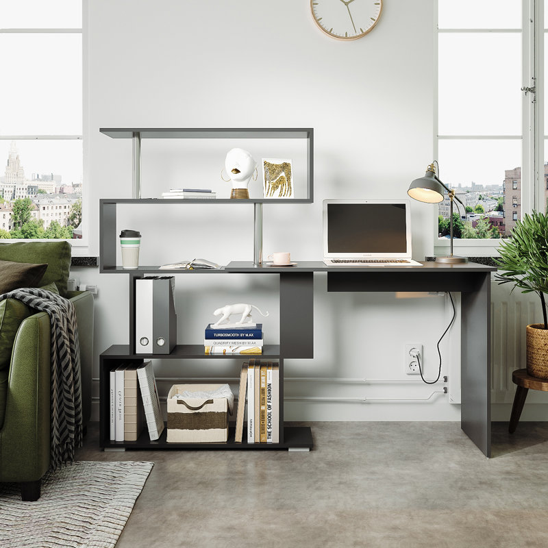Milroy L-Shaped Writing Desk, Black