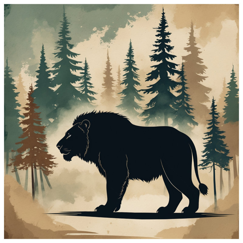Rideaux de douche lion en pin, L 70 po x H 93 po