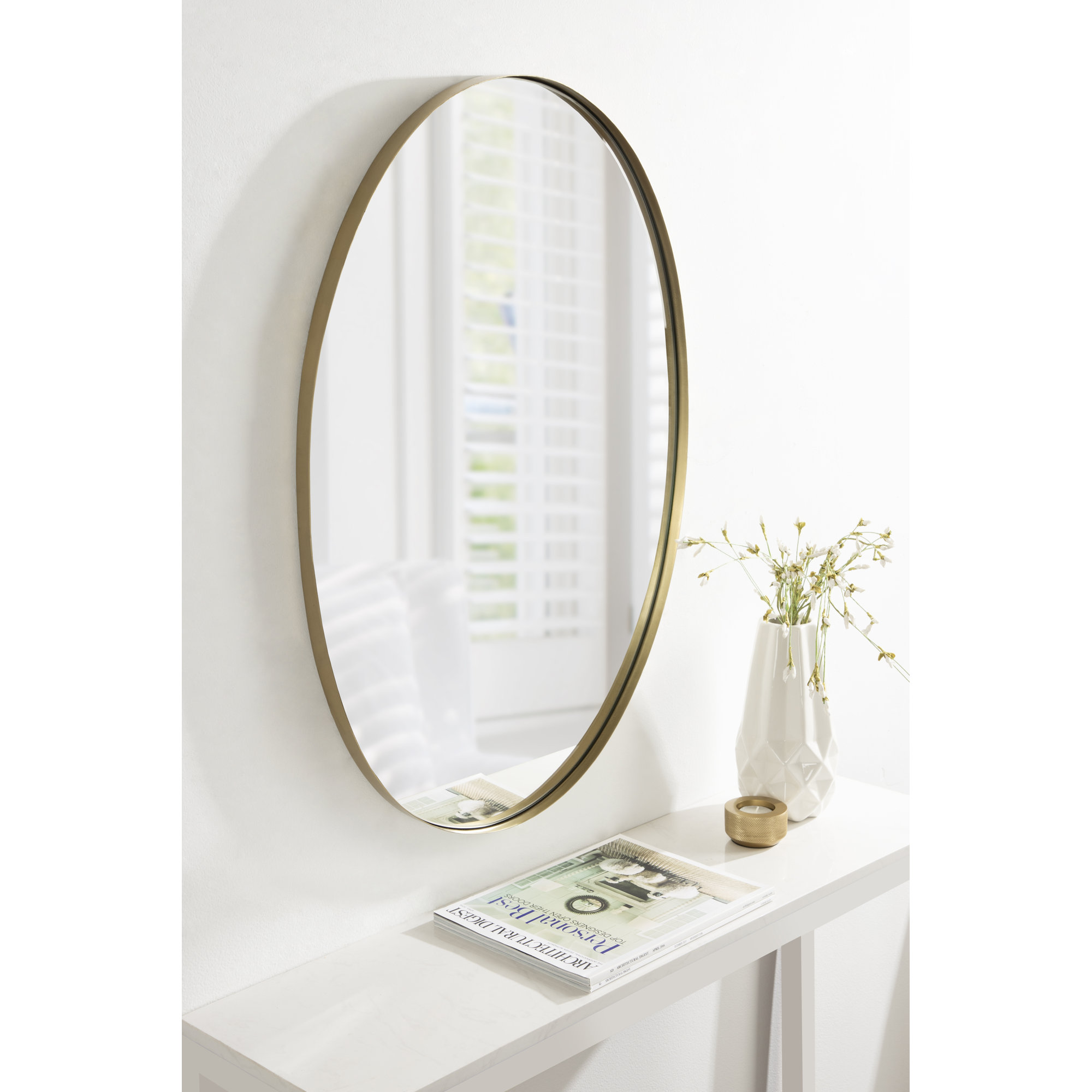 Tennant Modern Oval Metal Framed Mirror - Thumbnail 3