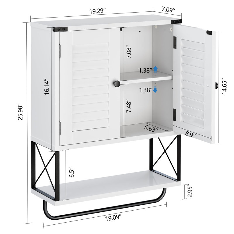 Armoire de salle de bain murale Gillianne, Blanc