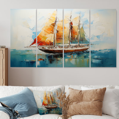 Décoration murale 4 pièces Moonlight Saiboat Horizon I - Bateau à voile