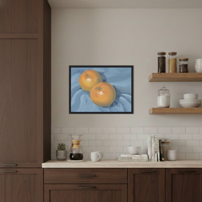 «Oranges on Blue» par Carrie Arnold, reproduction d'art sur toile encadrée