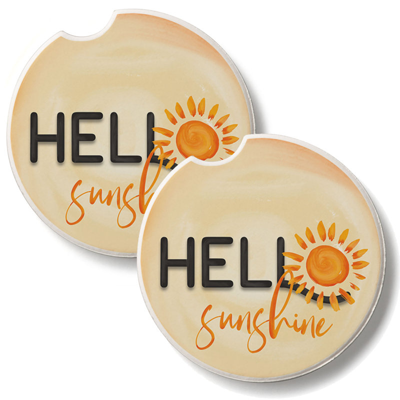 Sunshine Hello 2 Pack Stone Car Coasters