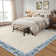 Washable Living Room Rug Floral Bordered Area Rugs Soft Thin Indoor Carpet for Bedroom Modern Throw Aesthetic Mat Non Slip Stain Resistant Carpet for Dining Room Office
