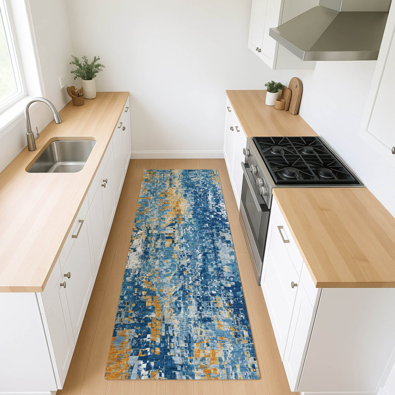 Machine Washable Indoor/Outdoor London ACN2254 Abstract Rug, Runner 2'3" x 7'6"