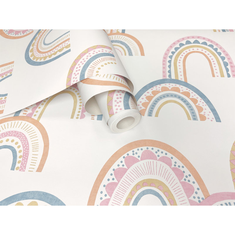 53cm x 10.5cm Matte Wallpaper Roll, Blue/Green/Pink