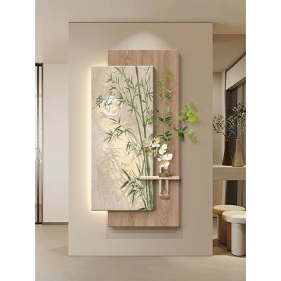 Peinture de style médiéval en bambou et plantes vertes sur une murale