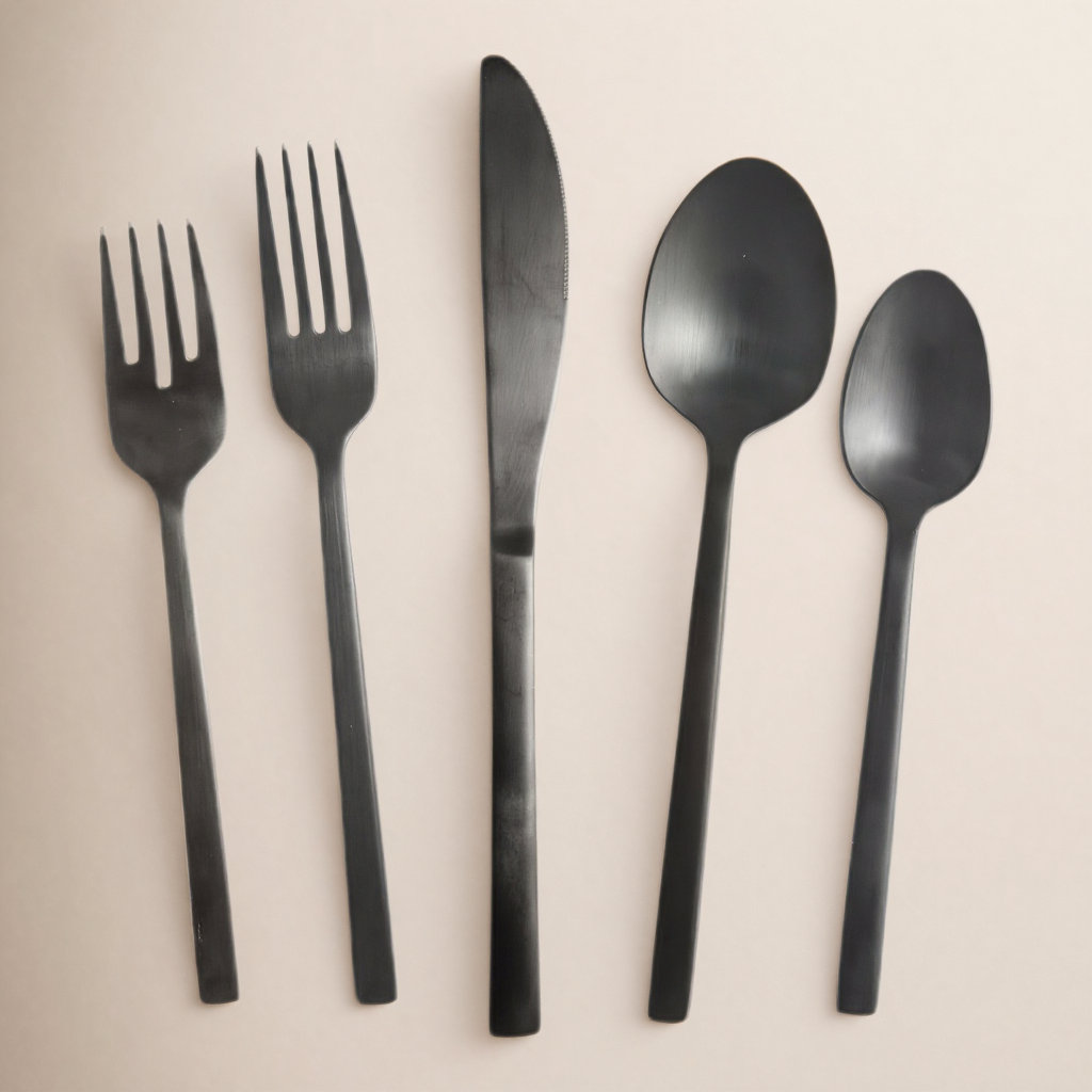 Fortessa Arezzo 18/10 Stainless Steel 20 Piece Flatware Set (Service for 4), Brushed Black