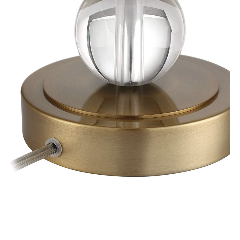 Brass Metal Buffet Table Lamp with Crystal Accents