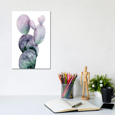 Purple Cactus I 1 Piece Wrapped Canvas Painting