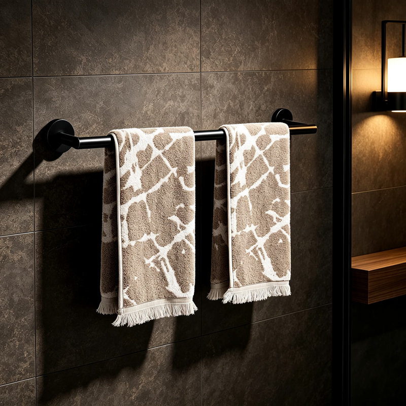 Stainless Steel Towel Bar for Bathroom - Matte Black Wall Mounted Towel Rack with Hardware, Modern Bathroom Towel Holder for Home Decor