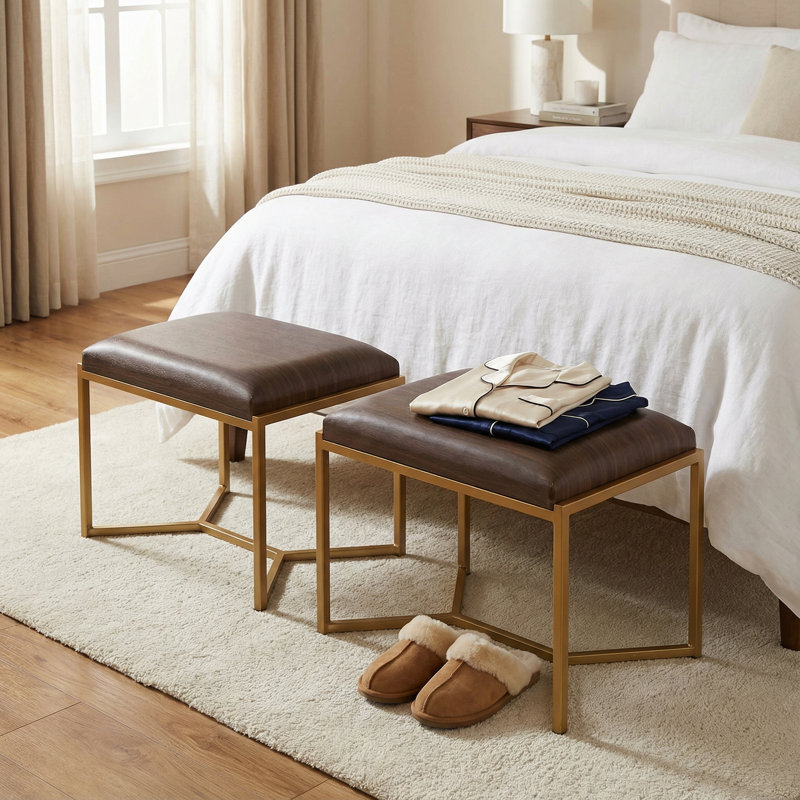 Ramel Faux Leather Ottoman