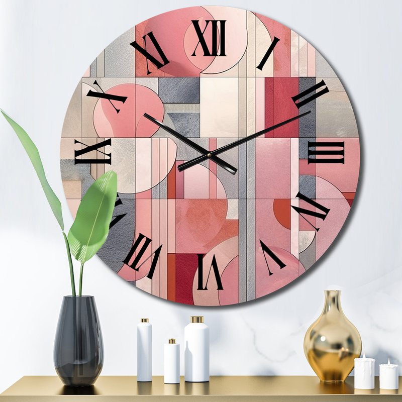 Horloge murale Pink Transcendent Angles IV - Abstract Shapes, Moyenne