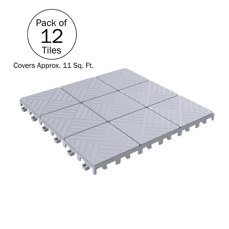 Paquet de 12 tuiles de terrasse pour l'extérieur - Revêtement de sol extérieur en polypropylène imbriqué gris