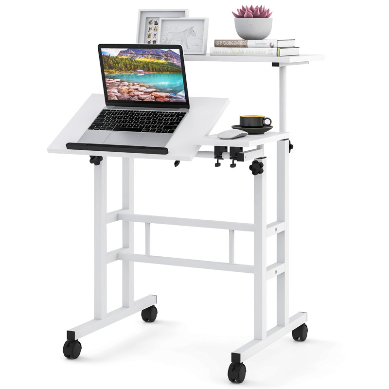 Adjustable Metal Base Standing Desk, White