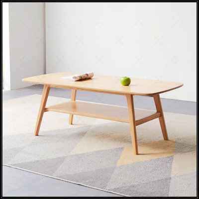 Center Table Low Table 100% Solid Wood Top Plate Desk Coffee Table Width 80 X Depth 50 X Height 44 Cm Study Desk Work From Home Easy To Assemble Natural Wood With Storage Shelf Natural Writing Desk