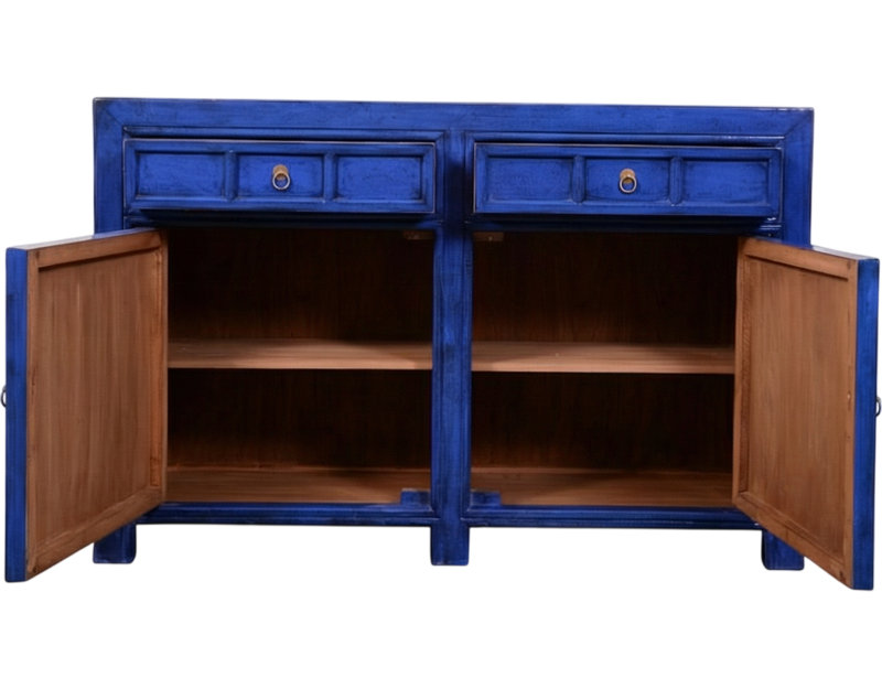 144cm Solid Wood Sideboard, Peacock Blue