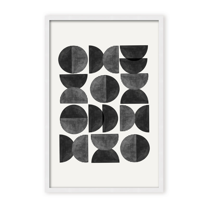 Abstract Mid Century, Geometric by  - Picture Frame Painting on Paper, 36" H x 24" W x 1.125" D, Black, Framed Matted Print