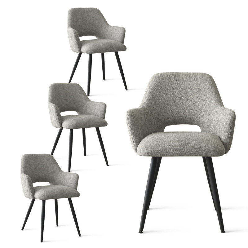 Ensemble de 4 chaises de salle à manger rembourrées en tissu, Gris Heather