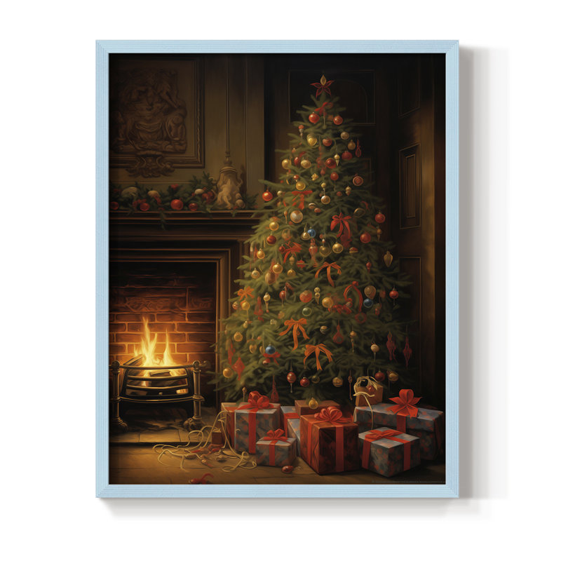 «Christmas Holiday Art», reproduction encadrée DCLV, H 15 po x l 12 po, Bleu