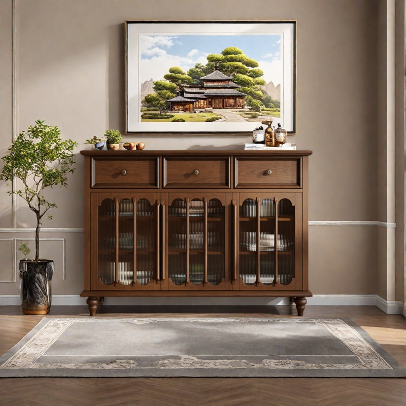 Armoire de rangement de grande capacité, H 37,4 po x l 53,15 po x P 15,75 po, Noyer