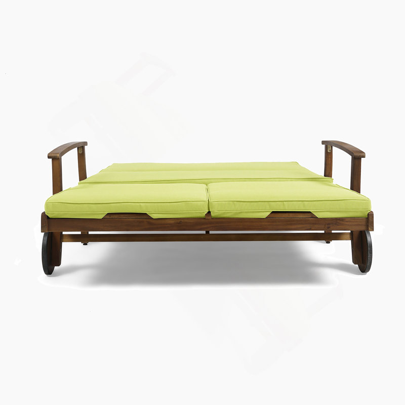 Double chaise longue de patio avec coussin, Vert
