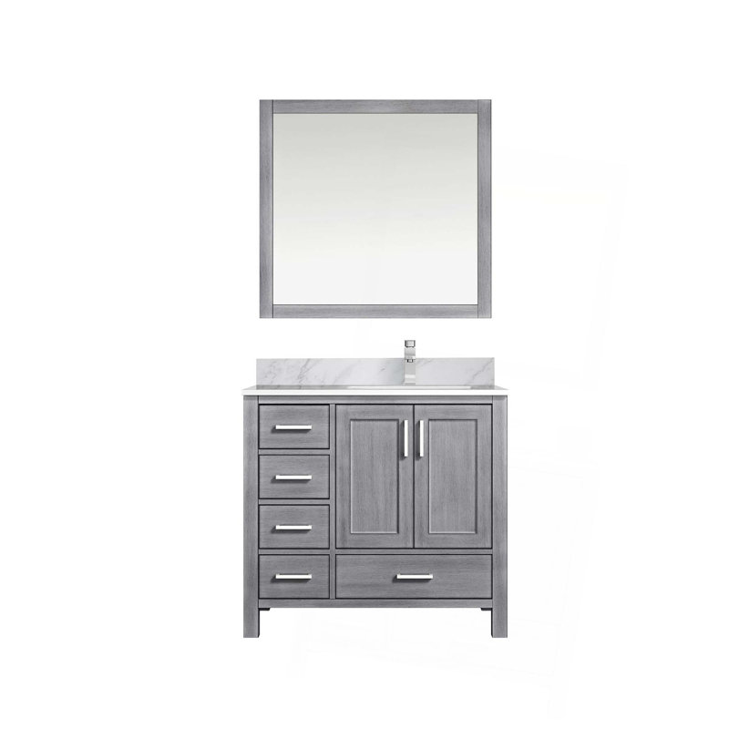 Ensemble de meuble-lavabo, robinet et miroirs, portes et tiroirs 34 po, Gris