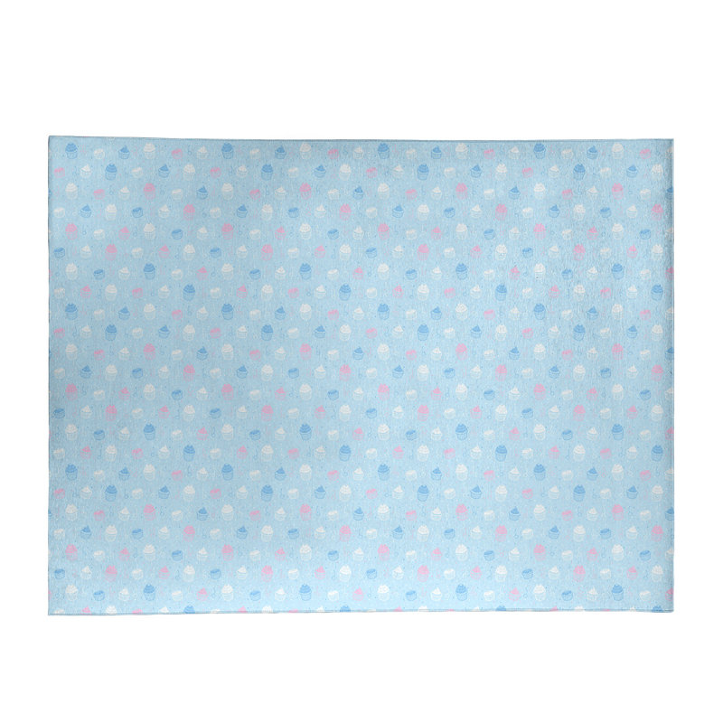 Tapis petits gâteaux à rayures bleu area, Rectangle 8 pi x 10 pi