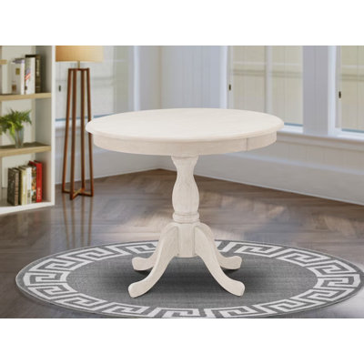 Antique Modern Kitchen Table - a Round Dining Table Top with Pedestal Base, Butter Cream
