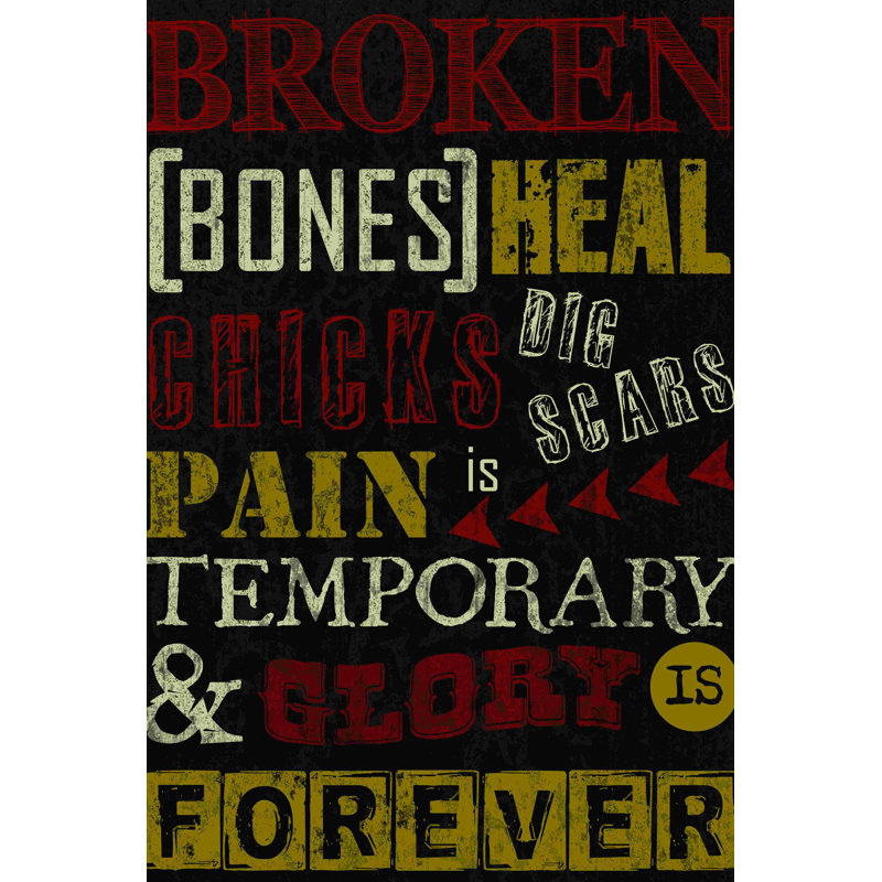 Broken Bones - Art textuel sur toile tendue, H 30 po x l 20 po