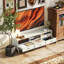 Meuble télé pour téléviseur 75 po, 3 tablettes, 3 tiroirs, blanc