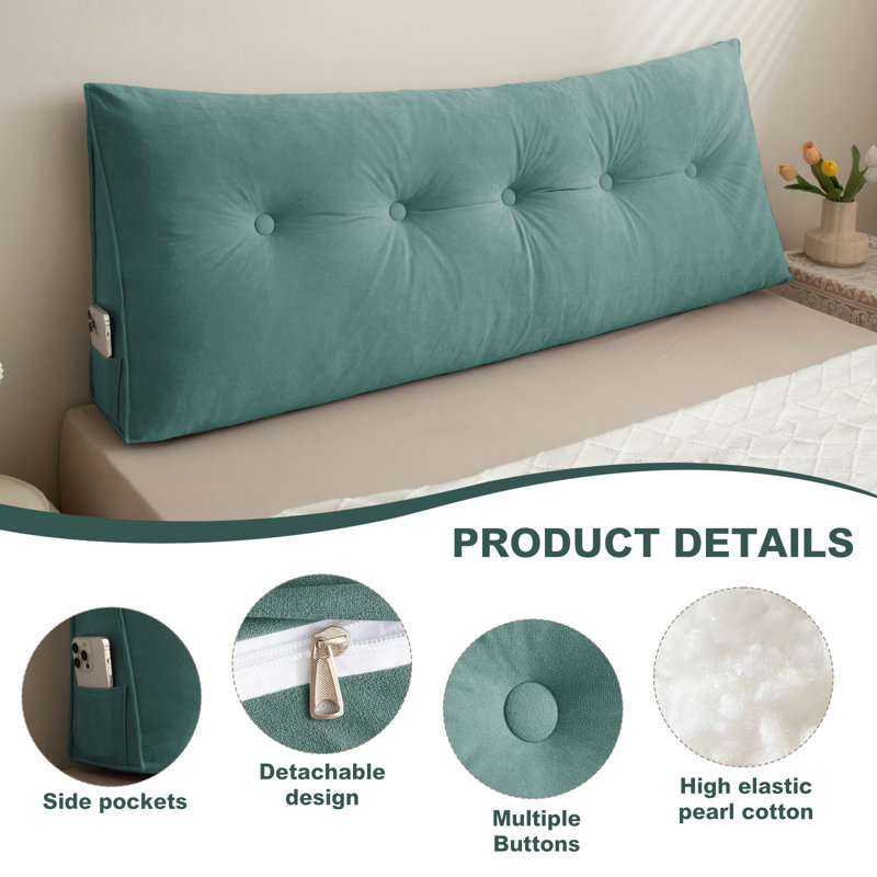 Triangle Headboard Pillow Wedge Backrest Cushion For Bed Headboard Gap, 20" H x 39" W