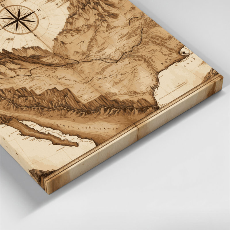 «Southwestern Cowboy Old West Map 74», art mural sur toile beige, H 20 po x l 24 po
